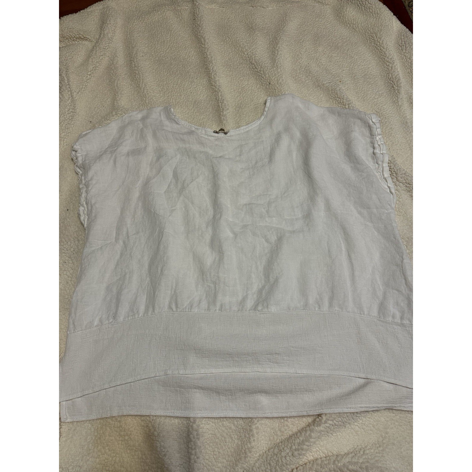 Bellami White Short Sleeve Linen Blend Blouse